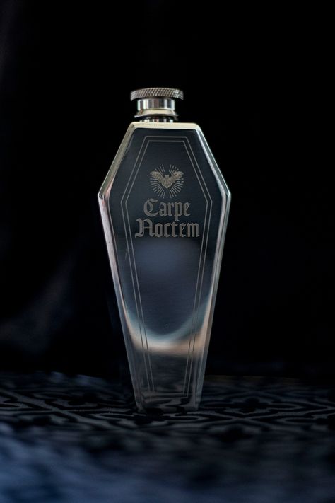 A great unique addition to any flask collection or bar set up. Custom design by After Hours Fun for Straight Outta The Coffin. Comes with its own funnel! Holy Water design is just the front Carpe Noctem features front and back design Material：304 Stainless Steel Product Dimension：135*27*28mm Capacity: 100ml 3.5oz hip flask