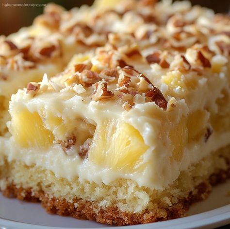 This Hawaiian Pineapple Cake is a moist and flavorful dessert featuring crushed pineapple and a luscious cream cheese frosting. A tropical treat! Hawaiian Coconut Poke Cake, Tropical Cream Pie, Hawaiian Pie Recipe Crushed Pineapple, Desserts With Pineapple Recipes, Pineapple Caramel Cake, Hawaiian Fruit Cake, Traditional Hawaiian Desserts, Hawaiian Delight Dessert, Pineapple Cream Cheese Cake