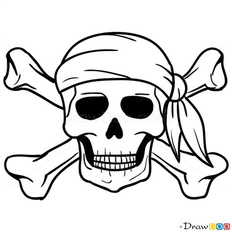 How to Draw Jolly Roger, Pirates - How to Draw, Drawing Ideas ... Pirate Drawings Easy, Easy Pirate Ship Drawing, Pirate Drawing Ideas, Pirate Skeleton Drawing, How To Draw A Pirate, Pirate Drawing Easy, Pirate Skull Drawing, Pirate Art Drawing, Pirates Drawing