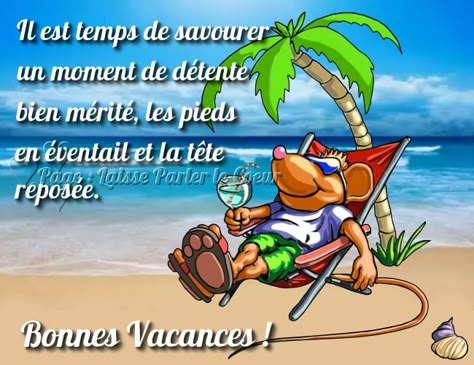 Il est temps de savourer un moment de détente bien mérite, les pieds en éventail et la tête reposée. Bonnes Vacances ! #vacances plage mer cocktail detente souris chaise longue St Clement, Travel Savings, Bon Weekend, English Dictionaries, French Words, English Translation, Cheap Travel, Travel Quotes, Images Photos