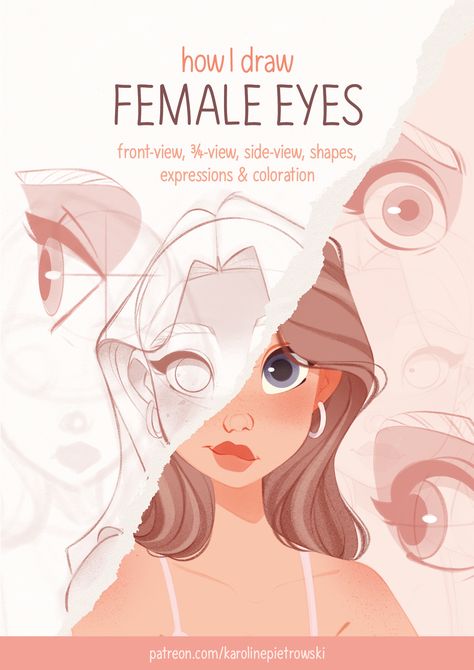 In this tutorial I will show you how to draw female eyes in different views and expressions, how to color eyes etc. Creative Eye Painting, Drawing Eyes Procreate, How To Illustrate People, How To Draw Eyes On Procreate, How To Draw Cartoon People For Beginners, How To Draw The Other Eye, How To Character Design, Cute Digital Drawings, How To Draw Yourself