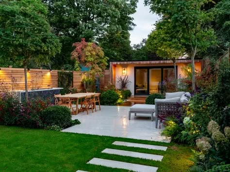 Family Garden, Small London Garden, Kitchen Unit, Back Garden Design, Artificial Lawn, London Garden, Entertaining Space, Tropical Oasis, Patio Garden Design