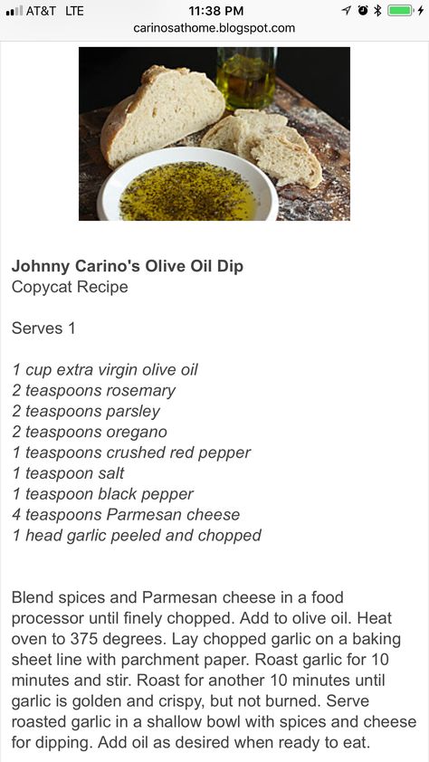 Carinos Bread Dip, Italian Oil Bread Dip, Johnny Carinos Recipe, Herb Mix For Dipping Oil, Olive Oil Herb Bread Dip, Johnny Carinos Bread, Johnny Carinos Bread Recipe, Johnny Carinos Recipes, Macaroni Grill Dipping Oil