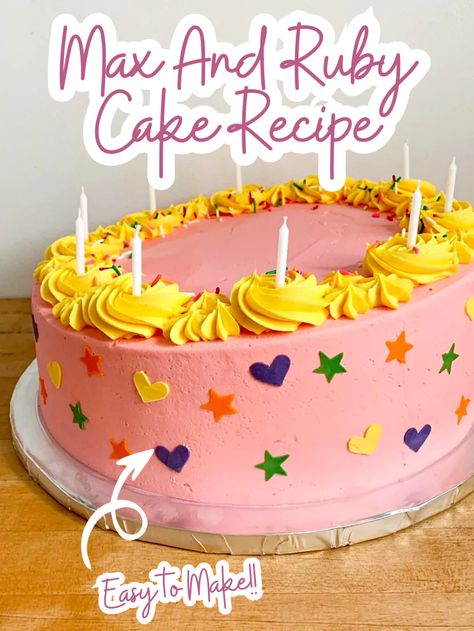 Max And Ruby Cake Recipe - Wasian Cookery Max And Ruby Cake, Ruby Cake, Dairy Free Frosting, Cake Leveler, Max And Ruby, Baked Recipes, Strawberry Cake Recipes, On My Birthday, Cartoon Series