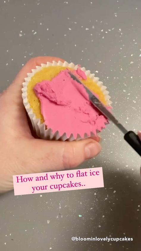 bloominlovelycupcakes on Instagram: I get asked so much about how and why I flat ice my cupcakes before I pipe my buttercream flowers. The why: 💐 It acts as a seal over the… Flat Iced Cupcakes, Flat Icing Cupcakes, How To Ice Cupcakes, Ice Cupcakes, Cupcake Videos, A Seal, Buttercream Flowers, Birthday Cupcakes, Video Tutorials