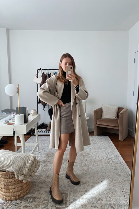 Check design skirt curated on LTK Chealse Boot Outfit, Chealse Boots Outfit, Chealse Boot Outfit Women, Chealse Boot, Wellington Boots Outfit, Charlotte Bridgeman, Chelsea Boots Outfits, Beige Chelsea Boots, 23 Outfit