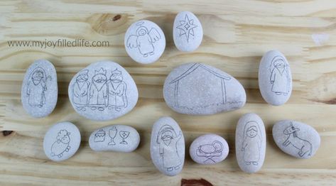 Nativity story stones help to keep Christ at the center of Christmas - use them as story props or as a simple nativity scene, or even as a gift. Nativity Stones Rock Painting, Nativity Story Stones, Nativity Stones, Simple Nativity Scene, Simple Nativity, Story Props, Nativity Story, Relief Society Activities, Story Stones