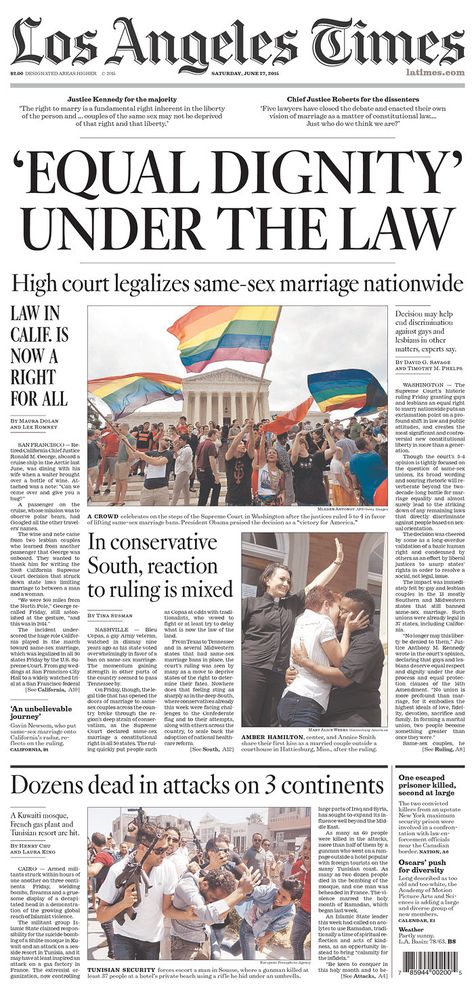 Front Page News: Newspapers nationwide cover freedom to marry ruling | Freedom to Marry Freedom Wall, Journalism Career, Newspaper Layout, Newspaper Front Pages, English Newspapers, English Projects, Front Page Design, Newspaper Cover, Newspaper Template