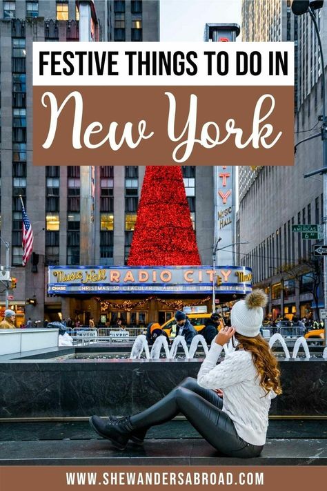 Heading to NYC for the holidays? Here are the most amazing festive things to do in New York City in December you can't miss! | New York travel guide | New York travel tips | What to do in New York in December | How to celebrate Christmas in New York | NYC Christmas guide | NYC Christmas aesthetic | New York Christmas travel tips | New York Christmas time | Winter in New York | New York December outfit travel | New York December things to do in Manhattan | New York holiday photos New York December Outfit, Best Cafes In Nyc, Nyc Christmas Aesthetic, New York City In December, New York Christmas Time, New York Christmas Outfits, New York In December, New York City December, New York December