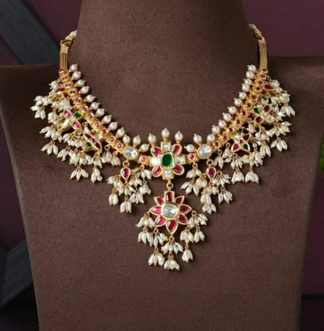 Gutta Pusalu Jewellery Simple, Guttupusallu Necklace, Golusu Designs, Rice Pearl Jewelry, Pusalu Jewellery, Gutta Pusalu Jewellery, Guttapusalu Haram, Oat Cake Recipes, Guttapusalu Necklace