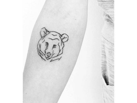 Micro Bear Tattoo, Men Rib Tattoo, Bear Tattoos For Men, Geometric Bear Tattoo, Black Bear Tattoo, Simpsons Tattoo, Geometric Bear, Laser Removal, Bear Tattoos