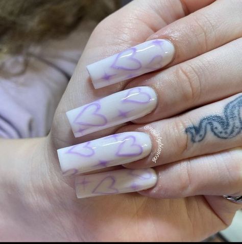 Valentine Love Minx Nail Art Purple Nail Designs, Purple Nail, Simple Acrylic Nails, Classy Acrylic Nails, Acrylic Nails Coffin Short, Heart Nails, Fire Nails, Classy Nails, Best Acrylic Nails