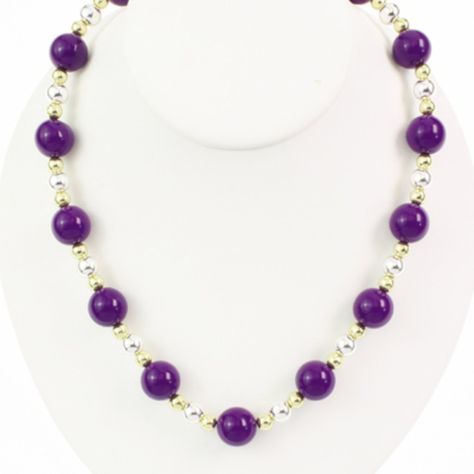 Seasons Jewelry Officially Licensed Purple Beaded Necklace With Gold And Silver Beads. Brand New, And I Also Have The Matching Earrings. Stretch Band, No Clasp. Approx. 8", Will Fit As A Short Necklace Beaded Necklace Ideas, Purple Beaded Necklace, قلادات متدلية, Etched Jewelry, Handmade Jewelry Necklaces, Purple Bead Necklace, Metalsmithing Jewelry, Purple Beaded, Basic Jewelry