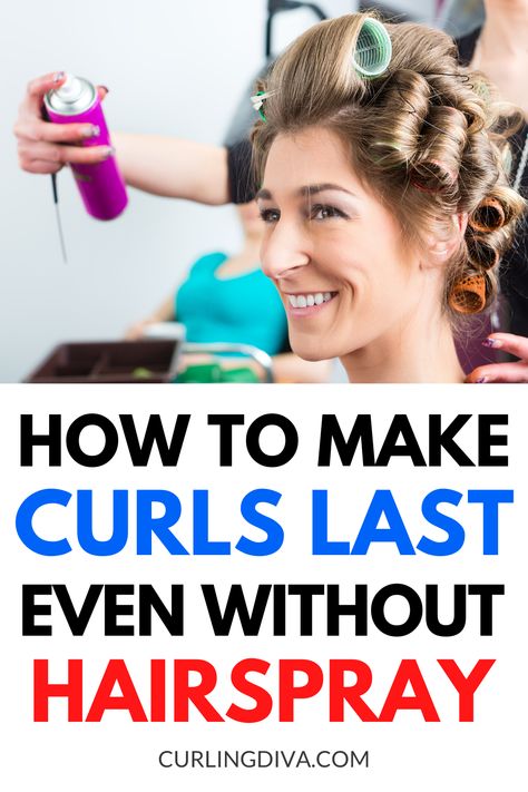 While curls can look beautiful, they’re not always nice to touch. Hairspray can make hair feel stiff, weigh hair down, and make it tricky to go a day or two without washing your hair. But don't worry! If you follow these tips, you’ll be able to make your curls last without ever pulling out a bottle of hairspray. Hair Products To Hold Curls, How To Curl Fine Hair And Make It Stay, Hair Curling Products, Curling Fine Hair, Hairdo Ideas, Hair Styles For Dirty Hair Quick, Healthy Relaxed Hair, Velcro Rollers, Hair Projects