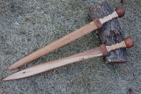 Picture of Wooden Gladius Swords Wooden Swords, Larp Props, Brazilian Cherry, Hickory Wood, Woodworking Inspiration, Cool Swords, Wood Ideas, Iron Age, Wood Work