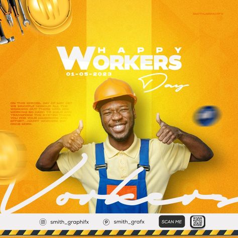 Workers day design Workers Day Flyer Design, Orange Office, Retro Games Wallpaper, Games Wallpaper, Workers Day, Adobe Photoshop Tutorial, Media Advertising Design, Creative Flyer Design, Social Media Advertising Design