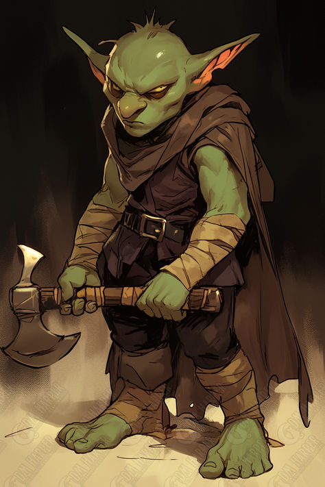 Goblin Fighter/Barbarian Goblin Anatomy, Goblin Oc Male, Character Design Fighter, Dnd Gnome Character Design, Goblin Dnd Character Design, Dnd Goblin Character Design, Goblin Fantasy Art, Male Goblin Art, Goblin Paladin