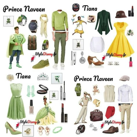 Tiana And Naveen Halloween Costume, Princess And The Frog Outfit Ideas, Princess Tiana Disneybound, Naveen Disneybound, Princess Tiana Inspired Outfits, Tiana And Naveen Costume, Disney Bound Outfits Couples, Tiana Outfit Ideas, Disney Bounding Couples