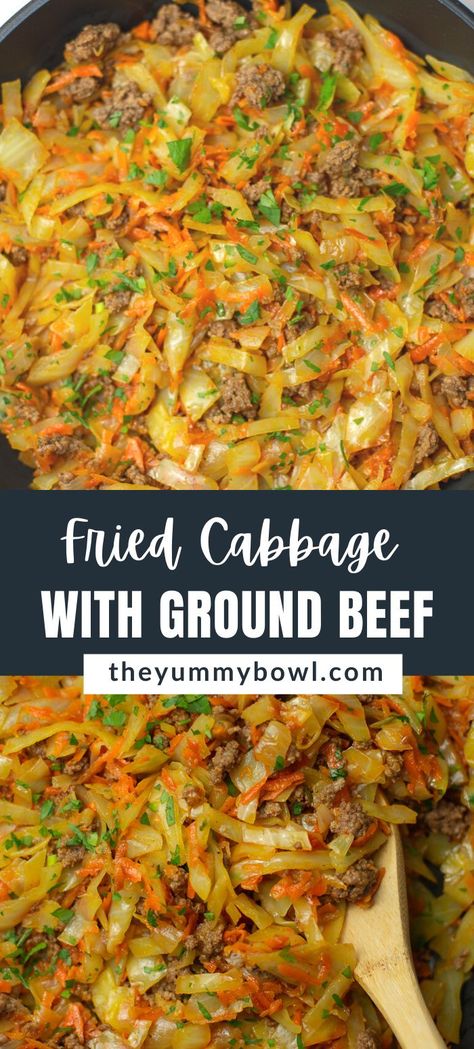 This Ground Beef and Fried Cabbage is an easy budget friendly one-pot ground beef cabbage recipe that is loaded with flavor. It is a quick dinner that is gluten-free and also dairy-free. From start to finish, you can have this healthy quick and easy meal ready in under 30 minutes! Ground Beef Cabbage, Cabbage Recipes Healthy, Cabbage Benefits, Cabbage Casserole Recipes, Ground Beef And Cabbage, Beef Cabbage, Cabbage Stir Fry, Quick Side Dishes, Beef And Cabbage