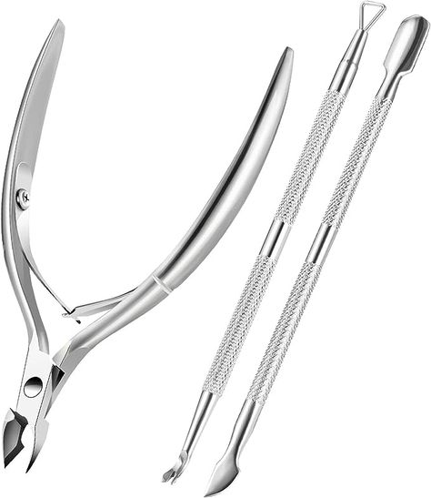 Cuticle Trimmer Cuticle Remover with Cuticle Pusher, Professional Stainless Steel Durable Pedicure Manicure Tools Cutter Nipper Scissor Clipper for Fingernails and Toenails Dead Skin - Silver Cuticle Trimmer, Pedicure Manicure, Cuticle Nipper, Cuticle Remover, Pedicure Tools, Cuticle Pusher, Manicure Tools, Tool Set, Dead Skin