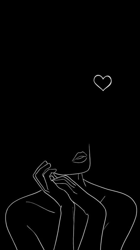 Black And White Images Simple, Black Aesthetic Line Art, One Line Drawing Black Background, Line Art Drawings Black Background, Black Background White Drawing, Line Art Black Background, Mutterschaft Tattoos, Black And White Art Drawing, Cute Black Wallpaper