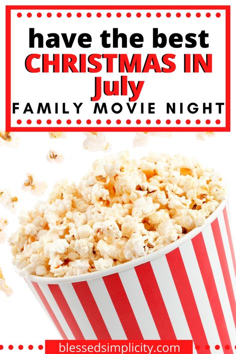 What is Christmas in July without Christmas movies?  Host a Christmas in July family movie night with these cool creative ideas!  #familymovienight #christmasinjuly #christmasmovies #halmarkinjuly #halmarkchristmas #halmarkchannel #halmarkchristmasmovies Backyard Christmas Movie Night, Summer Christmas Ideas, Christmas In July Snacks, Themed Christmas Movie Night, Christmas In July Party Ideas For Kids, Christmas In July Movie Night, Xmas In July, Christmas In July Activities, Christmas In July Camping Ideas