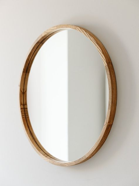 Wooden Bathroom Mirror, Round Wooden Mirror, Wood Mirror Bathroom, Wooden Packaging, Boho Mirror, Wooden Mirror Frame, Wall Mirror, Circle Mirror, Modern Wall Mirror