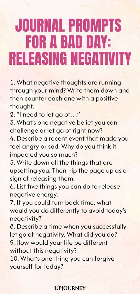 Explore these engaging journal prompts to help release negativity on those tough days. Writing can be a powerful tool for processing emotions and finding peace within ourselves. Take some time to reflect with these prompts and practice self-care through writing. Journal Prompts For Therapy, Journal Diary Ideas Thoughts, Journal Prompts For Getting Over Someone, Journal Prompts For Breakups, Cbt Journal Prompts, Confidence Journal Prompts, Therapy Journaling Prompts, Self Care Journal Prompts, Processing Emotions