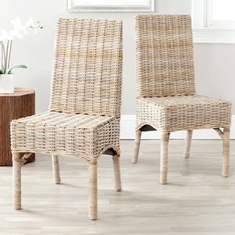 Safavieh Beacon Wicker Dining Side Chairs - Set of 2 | Hayneedle Seagrass Chairs, Coastal Dining Chairs, Wicker Dining Chairs, Set Decor, Wicker Chairs, Parsons Chairs, Furniture Dining Chairs, Lounge Furniture, Side Chairs Dining