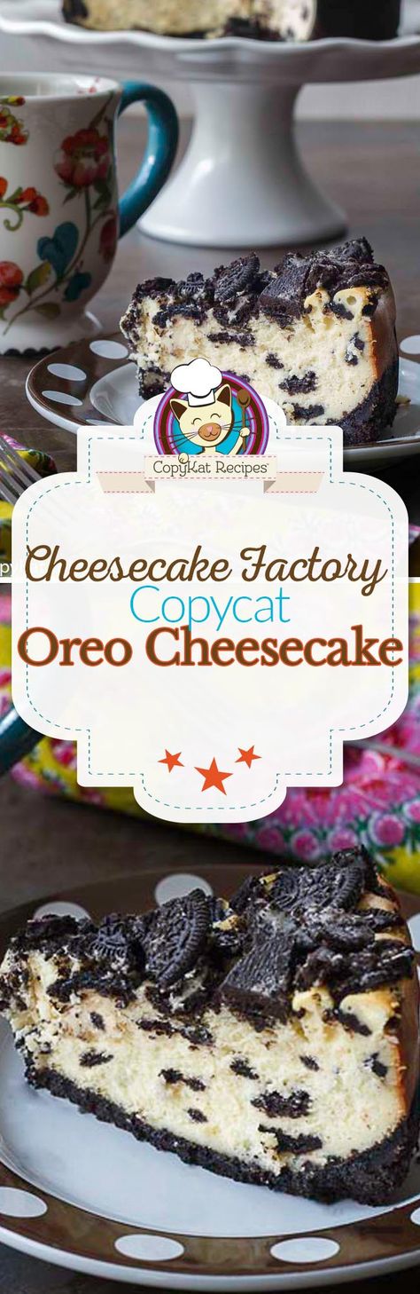 Enjoy this delicious Oreo cheesecake copycat from the Cheesecake Factory.  You are going to love this copycat cheesecake recipe. Cheesecake Factory Oreo Cheesecake, Copycat Cheesecake Factory, Cheesecake Factory Copycat, Cheesecake Desserts Recipes, Cheesecake Factory Recipes, Coconut Dessert, The Cheesecake Factory, Brownie Desserts, Copykat Recipes