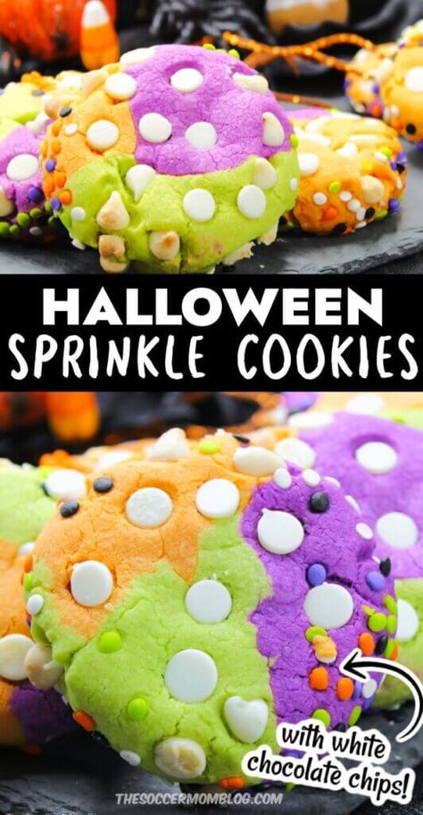 Hocus Pocus Cookies Easy, Hocus Pocus Halloween Cookies, Hocus Pocus Sugar Cookies, Hocus Pocus Dessert Ideas, Hocus Pocus Dessert, Hocus Pocus Party Food, Hocus Pocus Cookies, Sprinkle Cookies Recipe, Campsite Decorating