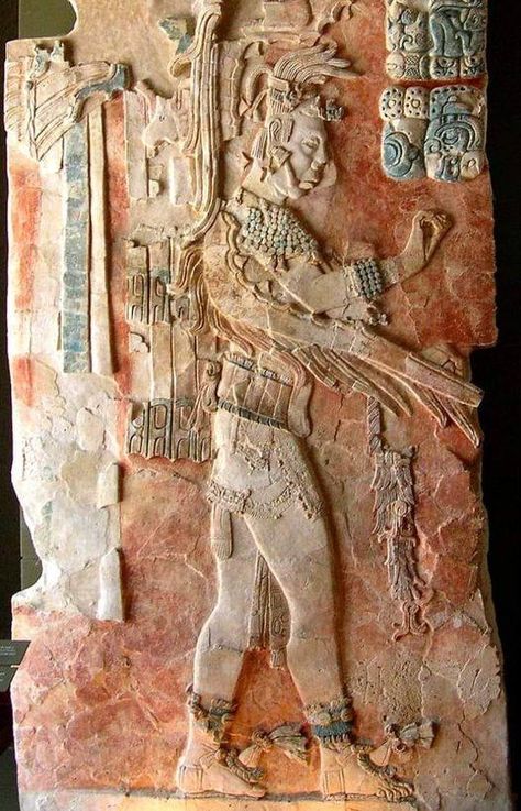 Art & Artisans of México | Discover this incredible painted stucco relief of the Mayan king Pakal in Palenque | Facebook Painted Stucco, Ancient Mexico, Mayan Symbols, Mayan Cities, Ancient Maya, Mayan Culture, Ancient Mayan, Mayan Ruins, Mexican Culture