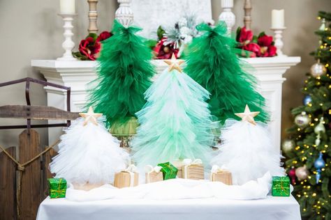 diy tulle trees Tulle Christmas Trees Diy, Diy Tulle Christmas Tree, Tulle Christmas Trees, Home And Family Crafts, Christmas Watch, Tulle Crafts, Homemade Christmas Tree, Lifestyle Advice, Diy Tulle