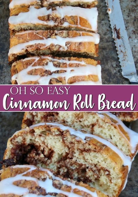 Easy Cinnamon Roll Bread #Recipe for Breakfast or Dessert - No Yeast or Kneading Required | SensiblySara.com Easy Quick Breads No Yeast, Cinnamon Bread No Yeast, Easy Bread Recipes For Beginners No Yeast, No Yeast Cinnamon Rolls Easy, Quick Bread Recipes No Yeast, Bread Recipes No Yeast, Bread Flavor Ideas, Flavored Breads, Egg And Bread Recipes