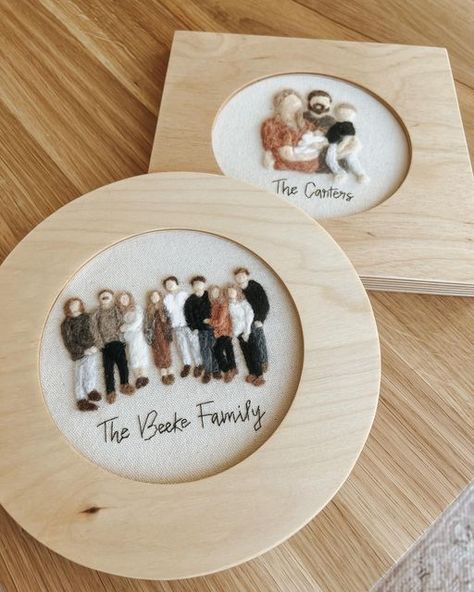 Family Embroidery Ideas, Felting Embroidery, Embroidery Jeans Diy, Toddler Portraits, Portrait Embroidery, Gifts For Loved Ones, Stitching Embroidery, Diy Embroidery Designs, Small Shops