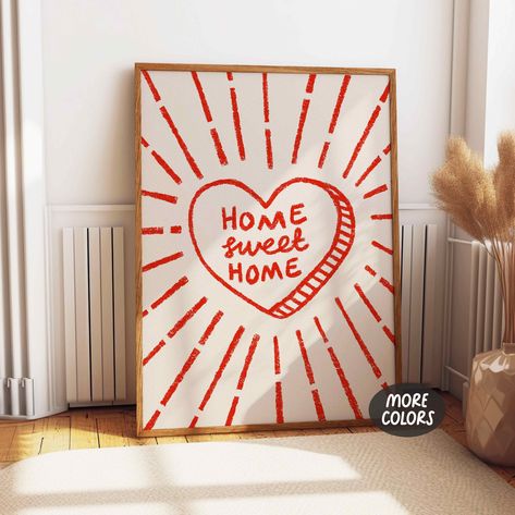 Home Sweet Home, Hand Drawn Heart Quote, Retro Wall Art, Heart Love Poster, Vintage Home Poster, Funky Aesthetic Decor Funky Aesthetic, Hand Drawn Heart, Heart Quote, Drawn Heart, Ink Lettering, Love Poster, Heart Hands Drawing, Aesthetic Decor, Love Posters