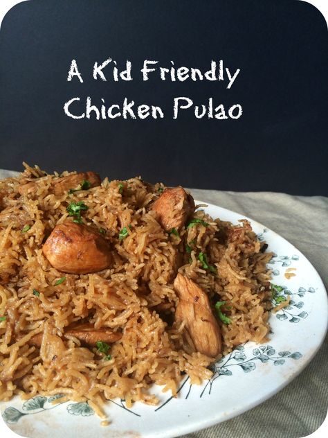 A Pakistani comfort food, this chicken pulao is a great way to get kids eating some Pakistani flavors that adults will enjoy! Chicken Pulao Recipe, Chicken Pilaf, Chicken Pulao, Indian Cookbook, Pulao Recipe, Beef And Rice, Quick Chicken, Pakistani Food, Desi Food