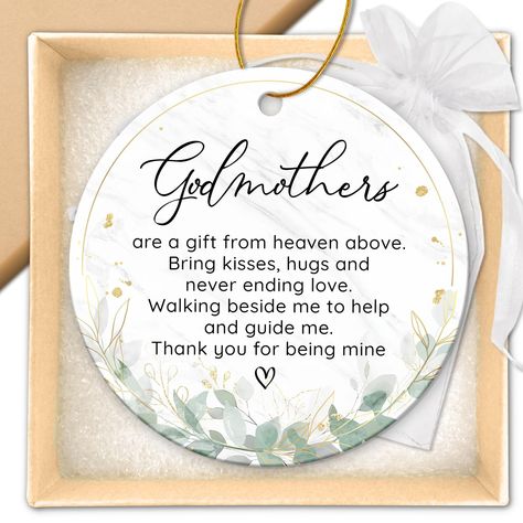 PRICES MAY VARY. GODMOTHER ORNAMENT: Embrace this ornament as a tender way to strengthen your bond and offer a heartfelt 'thank you' during the holiday season, expressing your deep gratitude for your Godmother' support. Suitable as christmas gift for godmother, best godmother ever gifts, birthday gifts for godmother, gifts for godmother from goddaughter, godmother gift ideas GODMOTHER GIFTS FROM GODCHILD: Embrace the holiday spirit with this ceramic Godparent ornament, a touching tribute to the Godmother Gift Ideas, Godmother Ornament, Gifts For Godmother, Gift For Godmother, Ornament Hanger, Gift From Heaven, Godmother Gifts, God Parents, Proposal Gifts