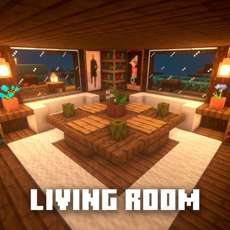 ExecutiveTree-MinecraftBuilds on Instagram: “Minecraft: Living Room Design . A small living room design, with smooth quartz couches and a spruce table. Comment what you think👇 . Thank…” Minecraft Couch, Mc Interior, Living Room Minecraft, Minecraft Rooms, Minecraft Aesthetics, Minecraft Living Room, Interior Design Minecraft, Minecraft House Interior, Minecraft Hacks