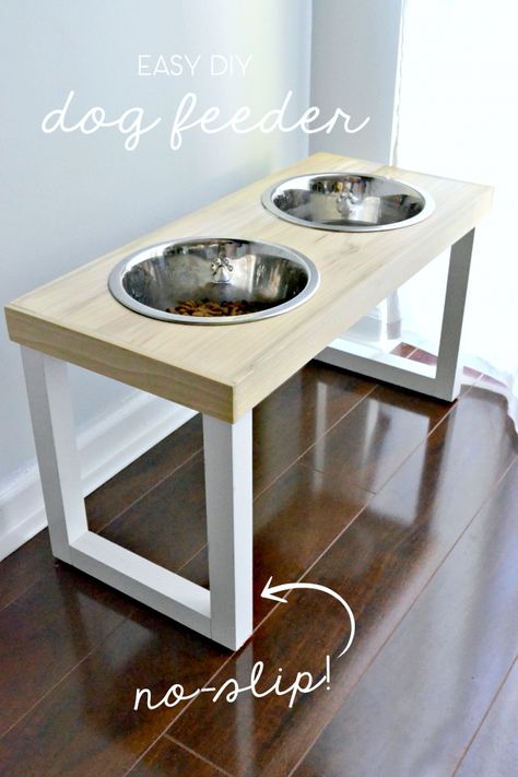 DIY dog station. Would be awesome to have a second one, nesting just below. One for water and one for feeding. Diy Dog Feeder, Dog Station, Dog Food Station, Dogs Diy Projects, Dog Bowl Stand, Dog Food Bowls, Diy Ikea, Dog Rooms, Dog Projects