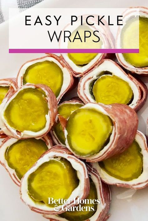 Ham and Cream Cheese pickle wraps easily come together with dill pickles, cream cheese, and deli ham. Use this basic pickle wrap recipe or go with our Test Kitchen's ranch variation. This easy appetizer recipe is the perfect finger food. #picklewraps #hamandcreamcheese #fingerfood #easyrecipe #bhg Ham And Pickle Roll Ups, Ham And Pickle, Pickle Roll Ups, Pickle Wraps, Best Appetizers Ever, Easy Delicious Appetizers, Easy Ham, Best Appetizer Recipes, Roll Ups