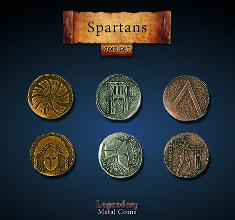 Fantasy Currency, Fantasy Coins, Ancient Sparta, Historical Coins, Adventure Quest, Copper Coins, Take My Money, Coin Set, Ancient Cultures