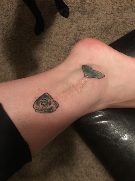 3 years later I got this tattoo after surgery on a broken ankle. 😂 Ankle Scar Tattoo Ideas, Ankle Surgery Scar Tattoo, Surgery Tattoo Ideas, Ankle Cast, Ankle Tattoo Cover Up, Worst Tattoos, Ankle Surgery, Broken Ankle, Scar Tattoo