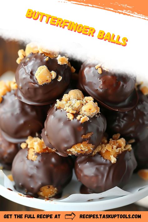 Indulge your sweet tooth with these irresistible Butterfinger Balls, a perfect combination of crunchy and creamy textures. This easy-to-follow recipe requires minimal ingredients yet delivers maximum flavor. Ideal for a quick dessert, party treat, or holiday snack, these bite-sized delights bring the nostalgic taste of classic Butterfinger candy to your homemade treats. Impress family and friends with a simple yet delectable confection that's bound to become a favorite in your recipe collection. Pin this to your dessert board for easy access and inspire everyone to Butterfingers Balls, Butterfinger Balls Recipe, Butterfinger Balls, Butterfinger Bites, Homemade Butterfingers, Sweet Snacks Easy, Holiday Snack, Butterfinger Candy, Dessert Board