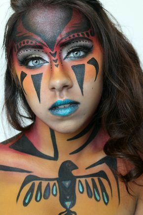 Indian Face Paint, Indian Face Paints, Native American Makeup, American Makeup, Dance Makeup, Face Painting Designs, Halloween Costumes Makeup, Fx Makeup, Stage Makeup