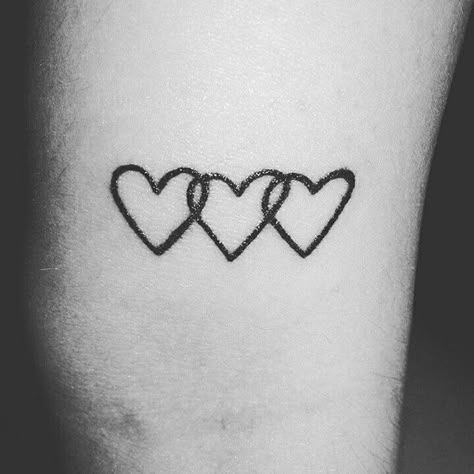 Heart Tattoos <3 Three Hearts Tattoo, Heart Wrist Tattoo, 3 Hearts Tattoo, Little Heart Tattoos, Font Tato, Heart Tattoo Wrist, Hearts Tattoo, Small Heart Tattoos, Small Tattoos With Meaning