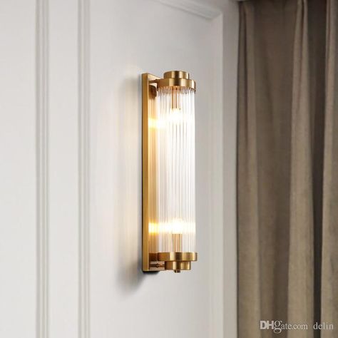 2019 Delin Gold Wall Sconce Lighting For Bedside Luxury Glass Lampshade LED Wall Lamp AC110 240V Indoor Lighting Fixtures From Delin, $211.01 | DHgate.Com Pillar Design, Metal Wall Lamp, Crystal Wall, Mode Design, Gold Walls, Contemporary Aesthetic, Wall Light Fixtures, Luxor, Glass Lighting