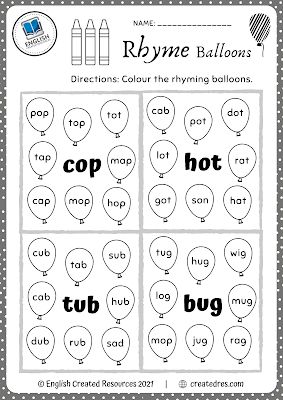 English Created Resources, Rhyming Words Activities, Kids Phonics, Rhyming Words Worksheets, Fun Riddles, Letter Recognition Worksheets, Cvc Worksheets, Rhyming Pictures, Phonics For Kids