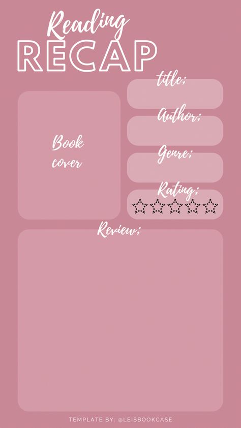 Pink Book Review Template, Book Series Review Template, Booktok Backgrounds, Booktok Ideas, Reviews Template Instagram, Bookstagram Templates, Book Review Template, Review Template, Literary Themes