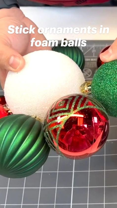 Create gorgeous DIY Christmas decor by sticking mini ornaments into foam balls! This hack adds festive sparkle to your tree, garland, or holiday table settings in minutes. Simple, affordable, and totally customizable for your holiday vibe! #ChristmasDIY #OrnamentHack #HolidayDecor Foam Ball Ornaments, Holiday Decor Hacks, Wreath Party, Black Christmas Decorations, Diy Christmas Ball, Clear Christmas Ornaments, Diy Christmas Decorations For Home, Easy Ornaments, Diy Christmas Garland